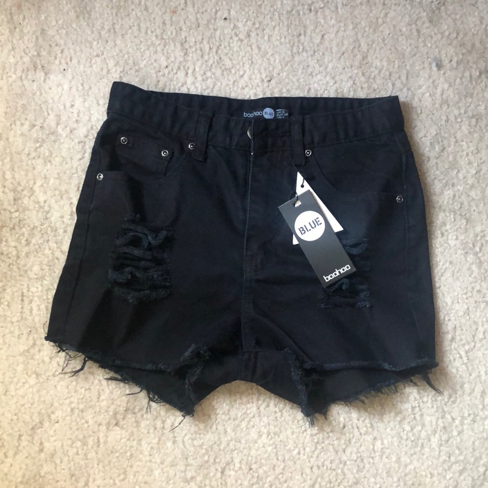 Black denim shorts